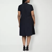 24seven Comfort Apparel Womens Short Sleeve Wrap Dress Plus