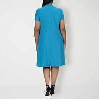 24seven Comfort Apparel Womens Plus Short Sleeve Wrap Dress