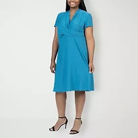 24seven Comfort Apparel Womens Plus Short Sleeve Wrap Dress