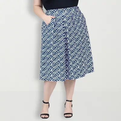 24seven Comfort Apparel Womens Plus A-Line Skirt
