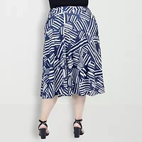 24seven Comfort Apparel Womens Midi Plus A-Line Skirt