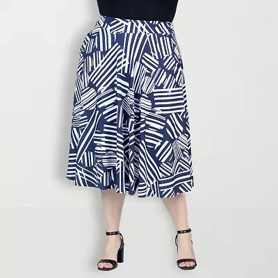 24seven Comfort Apparel Womens Midi Plus A-Line Skirt