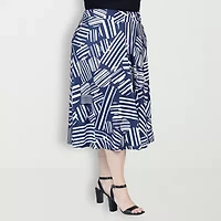 24seven Comfort Apparel Womens Midi Plus A-Line Skirt