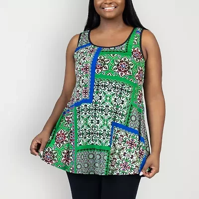 24seven Comfort Apparel Womens Scoop Neck Sleeveless Plus Tank Top