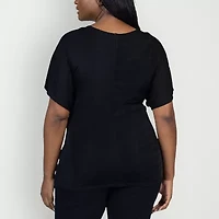 24seven Comfort Apparel Womens V Neck Sleeveless Plus Blouse