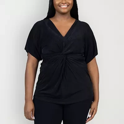 24seven Comfort Apparel Womens Plus V Neck Sleeveless Blouse