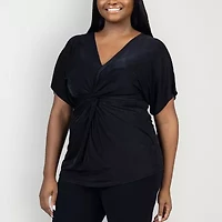 24seven Comfort Apparel Womens Plus V Neck Sleeveless Blouse