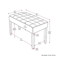 Corliving California 24 Panel Upholstered Tufted Bench
