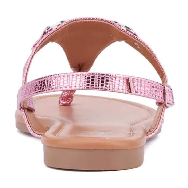 New York & Company Womens Angelica T-Strap Flat Sandals