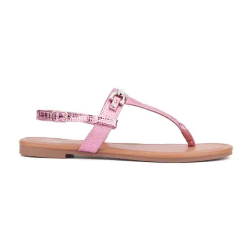 New York & Company Womens Angelica T-Strap Flat Sandals