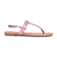 New York & Company Womens Angelica T-Strap Flat Sandals