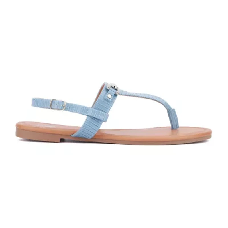 New York & Company Womens Angelica T-Strap Flat Sandals