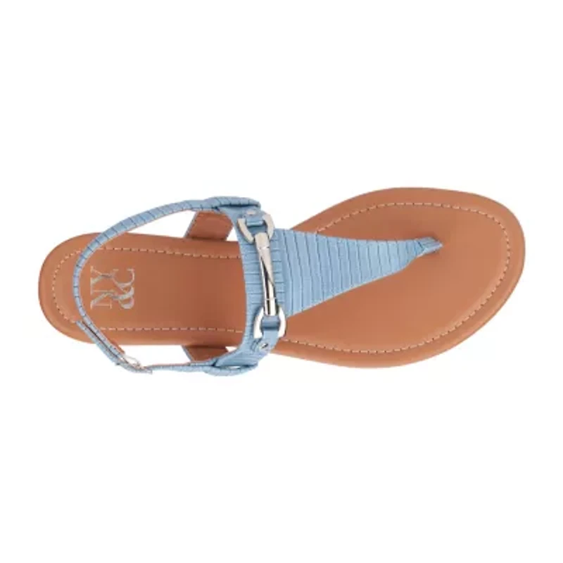 New York & Company Womens Angelica T-Strap Flat Sandals