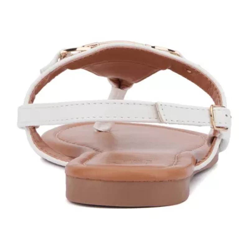 New York & Company Womens Angelica T-Strap Flat Sandals