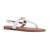 New York & Company Womens Angelica T-Strap Flat Sandals