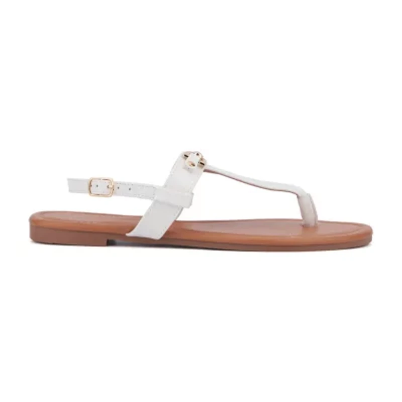 New York & Company Womens Angelica T-Strap Flat Sandals