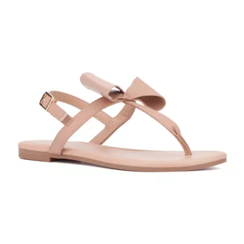 New York & Company Womens Abril T-Strap Flat Sandals
