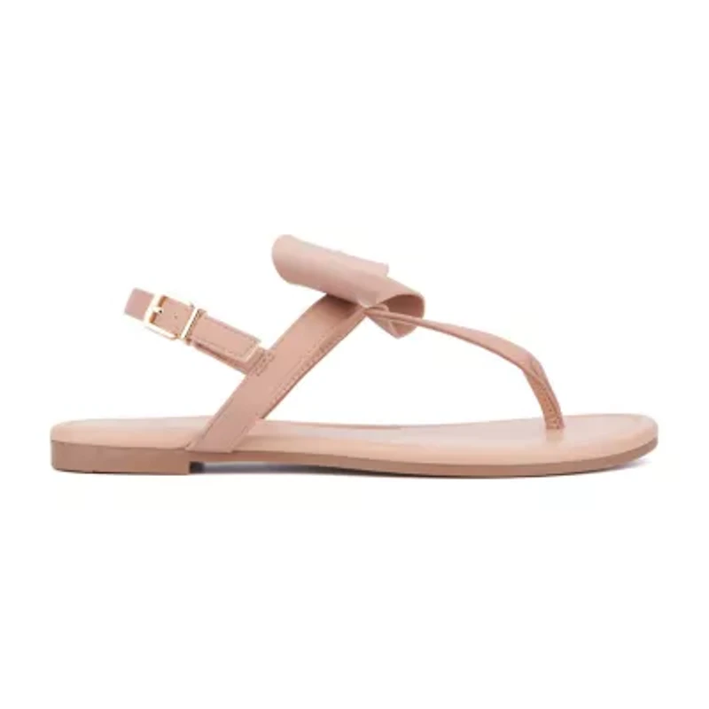 New York & Company Womens Abril T-Strap Flat Sandals