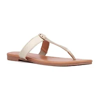New York & Company Womens Adonia T-Strap Flat Sandals