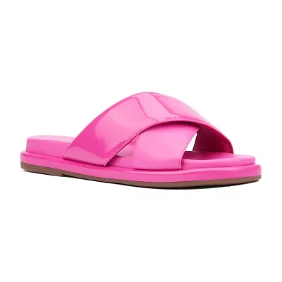New York & Company Womens Geralyn Criss Cross Strap Flat Sandals