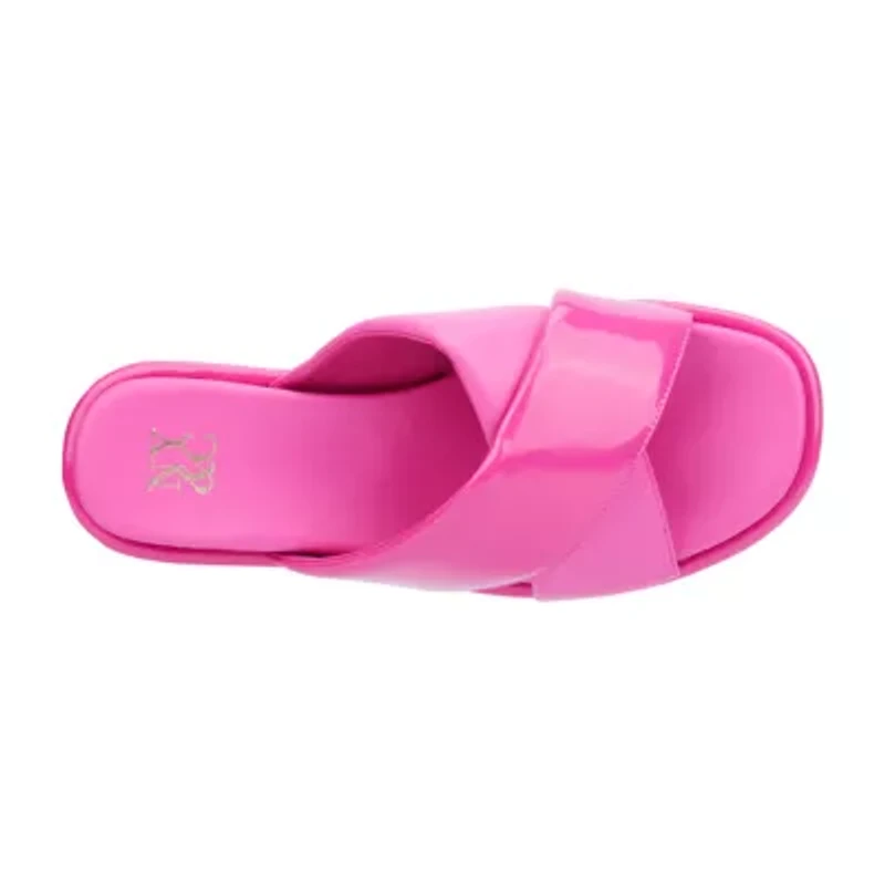 New York & Company Womens Geralyn Criss Cross Strap Flat Sandals