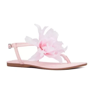 New York & Company Womens T-Strap Flat Sandals