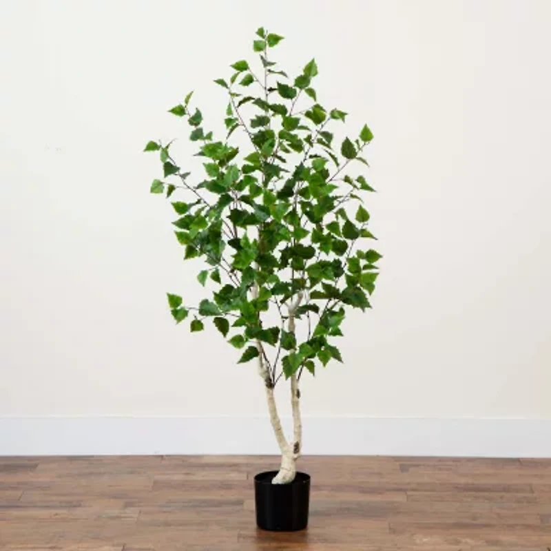 Nearly Natural 5' Birch With Real Touch Leaves Artificial Plant
