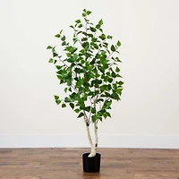 Nearly Natural 5' Birch With Real Touch Leaves Artificial Plant