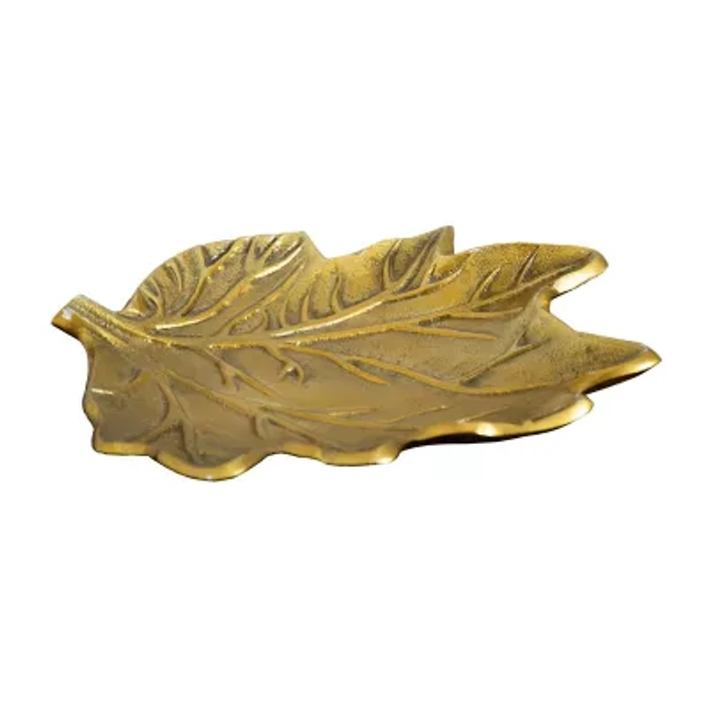 Nearly Natural 10" Gold Tree Of Life Leaf Decorative Tray
