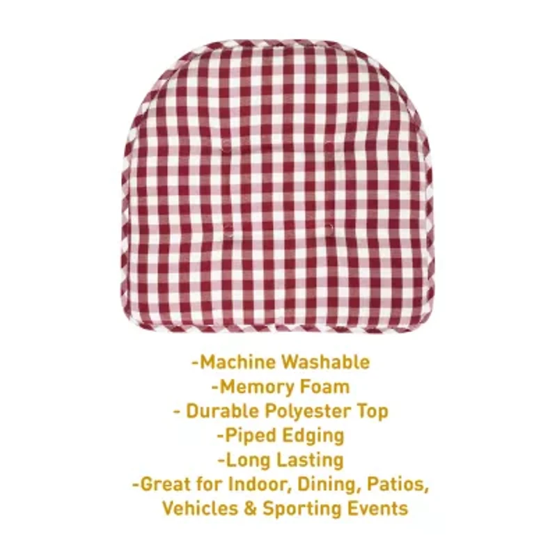 Sweet Home Collection™ Checkered Buffalo Check U Shaped Memory Foam 17" x 16" Chair Cushions