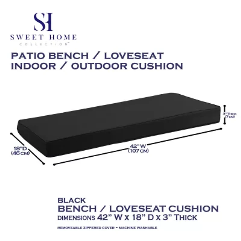 Sweet Home Collection™ Indoor/Outdoor Patio Bench Foam Cushion 18" x 42"
