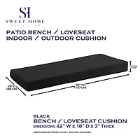 Sweet Home Collection™ Indoor/Outdoor Patio Bench Foam Cushion 18" x 42"