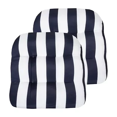 Sweet Home Collection™ Havana Stripe Patio Cushions Indoor/Outdoor Reversible Chair Pads Tufted 19" x
