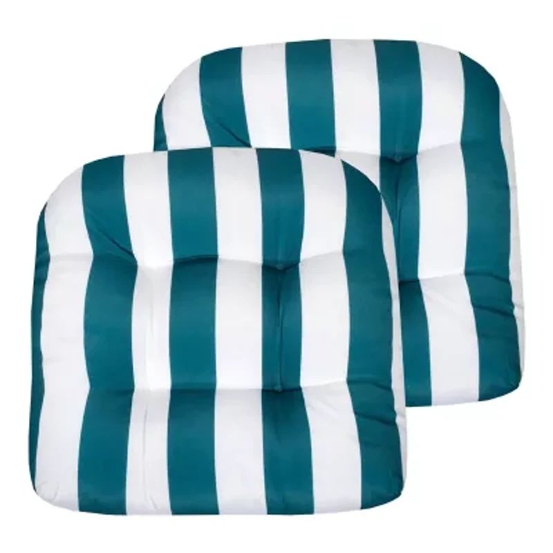 Sweet Home Collection™ Havana Stripe Patio Cushions Indoor/Outdoor Reversible Chair Pads Tufted 19" x
