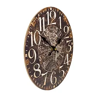 Northlight 12" Battery Operated Brown World Globe Wall Clock