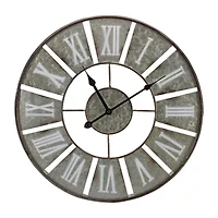Northlight 18" Galvanized Metal Roman Numeral Wall Clock