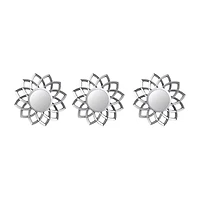 Northlight 10" Matte Silver Arched Floral Round Wall Mirror