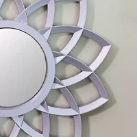 Northlight 10" Matte Silver Arched Floral Round Wall Mirror