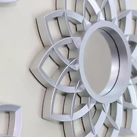 Northlight 10" Matte Silver Arched Floral Round Wall Mirror