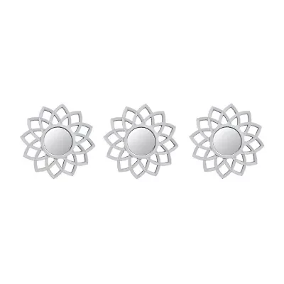 Northlight 9.5" Arched Floral Matte White Wall Mirror