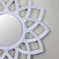 Northlight 9.5" Arched Floral Matte White Wall Mirror
