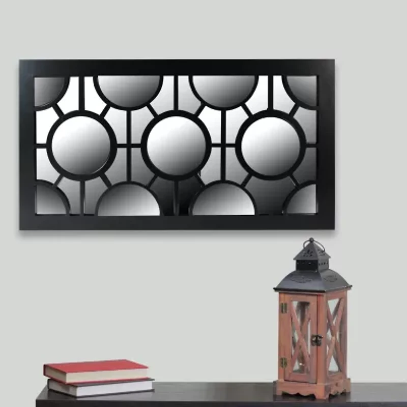 Northlight 25.5" Black Geometric Round Wall Mirror