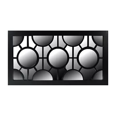 Northlight 25.5" Black Geometric Round Wall Mirror