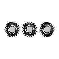 Northlight 9.5" Floral Sunburst Matte Black Wall Mirror