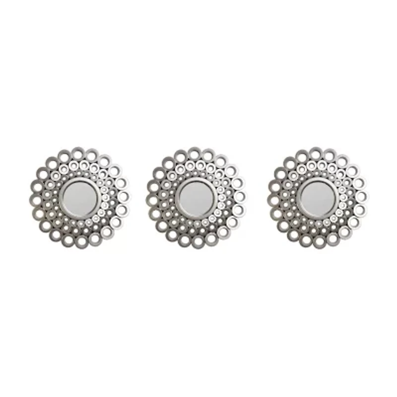 Northlight 10" Gray Cascading Angular Orb Round Wall Mirror