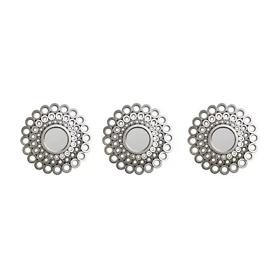 Northlight 10" Gray Cascading Angular Orb Round Wall Mirror