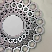 Northlight 10" Gray Cascading Angular Orb Round Wall Mirror