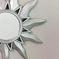 Northlight 9.5" Mayan Sunburst Matte Silver Rectangular Wall Mirror