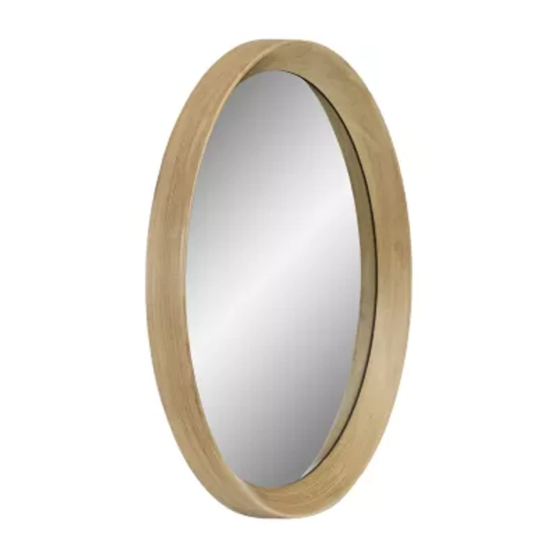 Northlight 13" Gold With Woodgrain Finish Round Wall Mirror