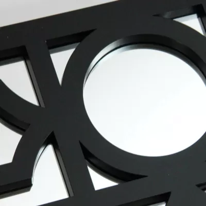 Northlight 29.5" Black Framed Geometric Style Round Wall Mirror